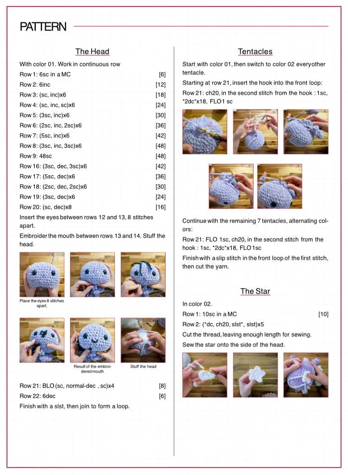 PDF de patron crochet utilisant le modèle Simple avec un design minimal deux colonnes